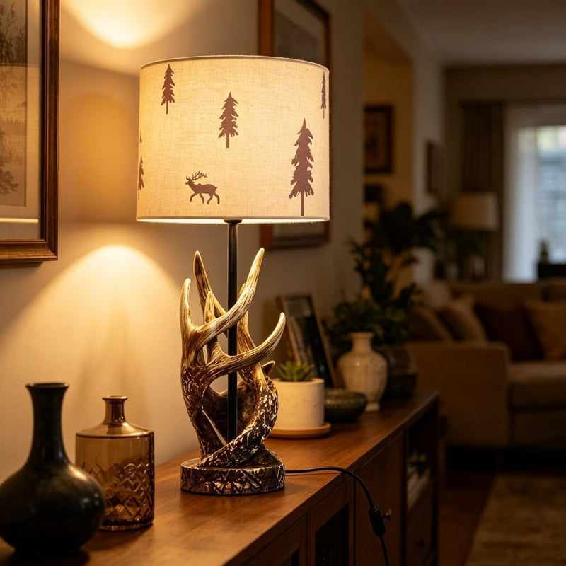 Resin Table Lamp Antler Tall for Living Room