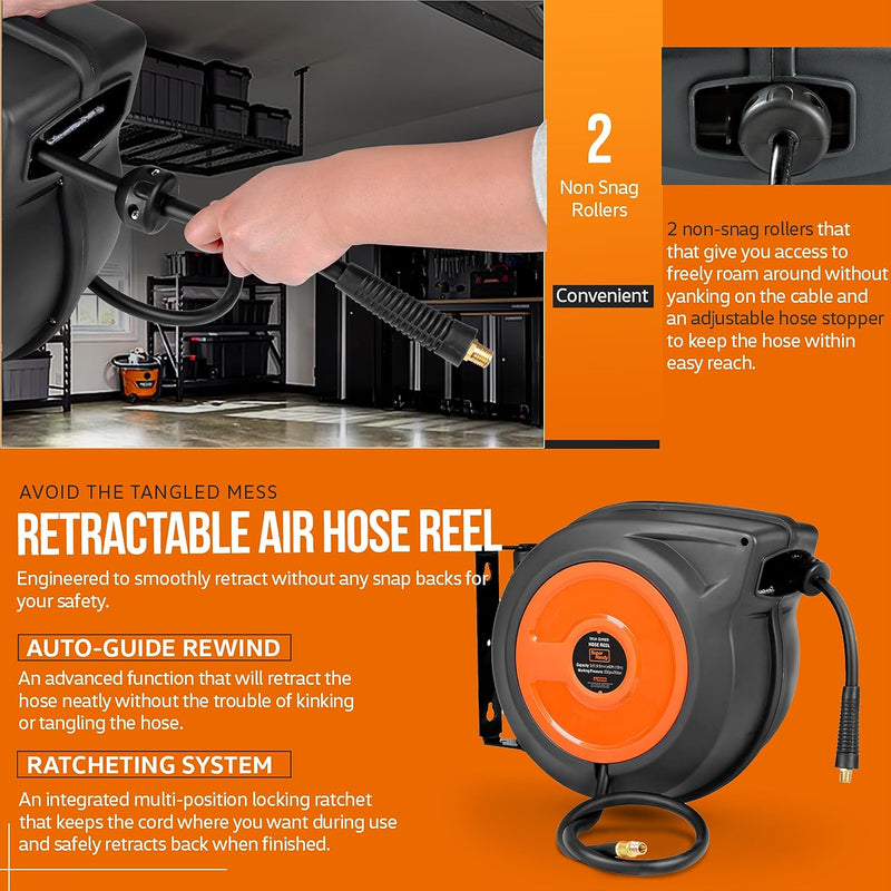 Retractable Air Hose Reel 3 8in X 15m