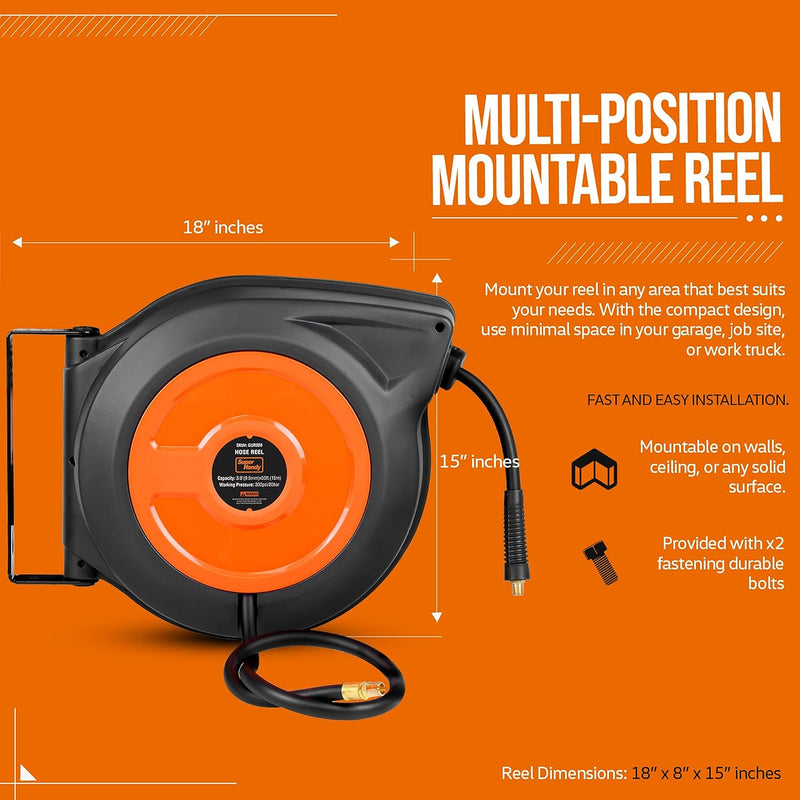 Retractable Air Hose Reel 3 8in X 15m
