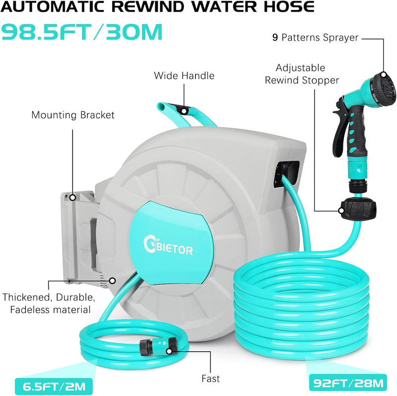 Retractable Garden Hose Reel 1 2" 35m+2m Water