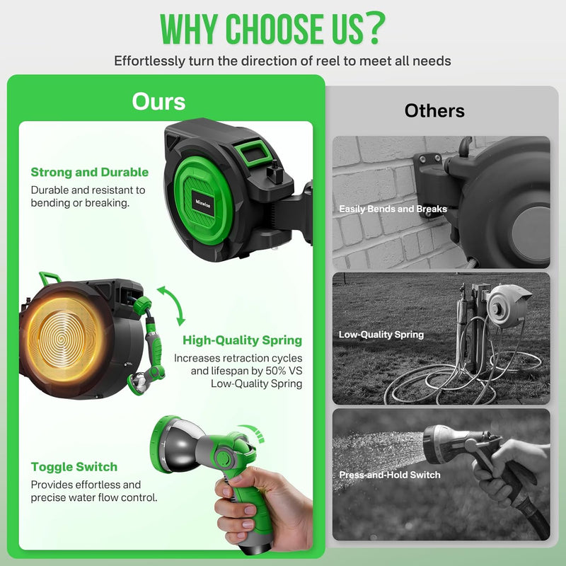 Retractable Garden Hose Reel 1 2'' X 30m+2m