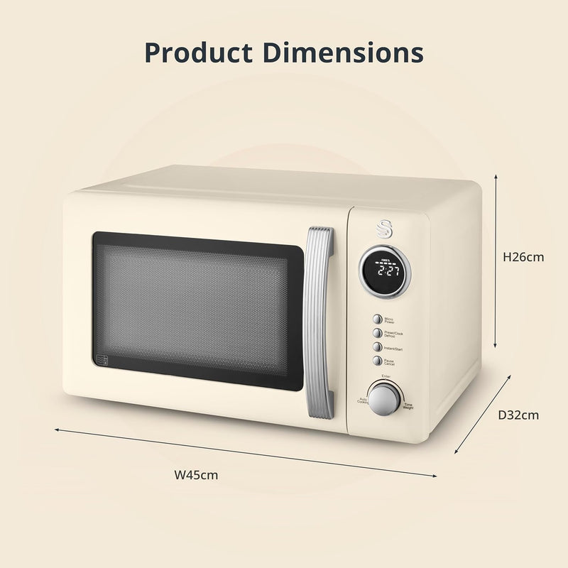 Retro 20L Digital Microwave 5 Power Levels 12