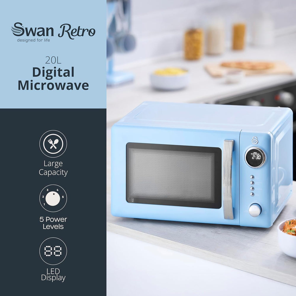 Retro 20L Digital Microwave 5 Power Levels 12