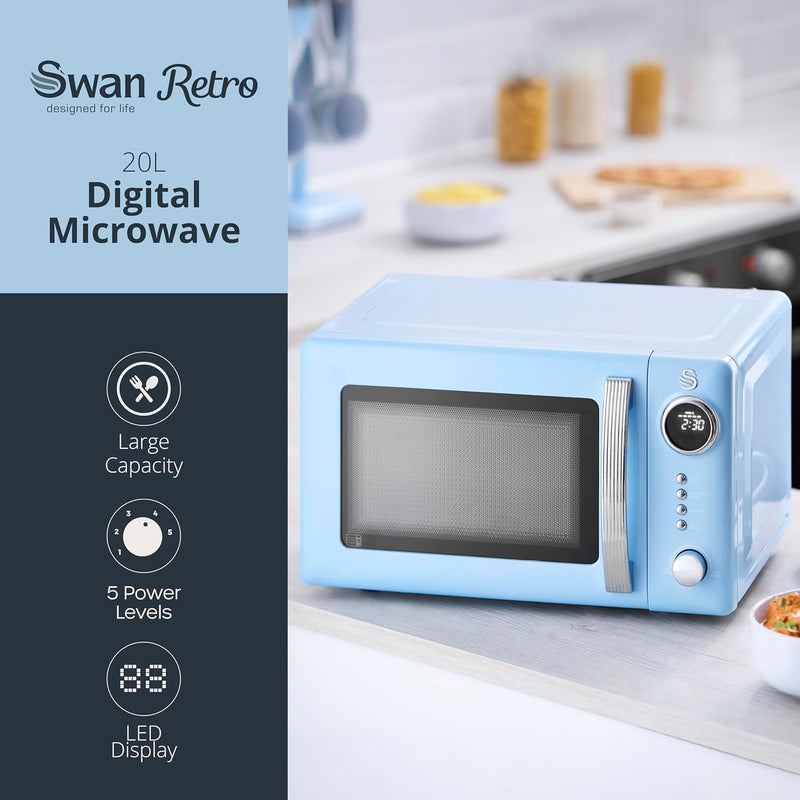 Retro 20L Digital Microwave 5 Power Levels 12