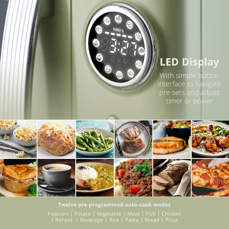 Retro 20L Digital Microwave 5 Power Levels 12