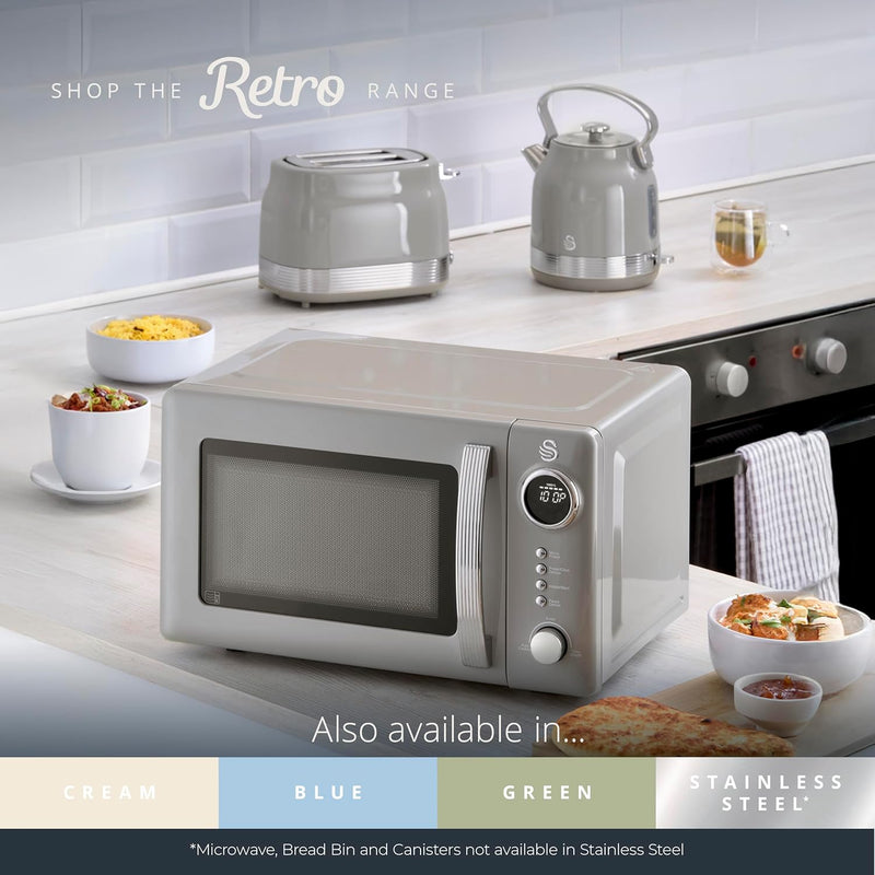 Retro 20L Digital Microwave 5 Power Levels 12