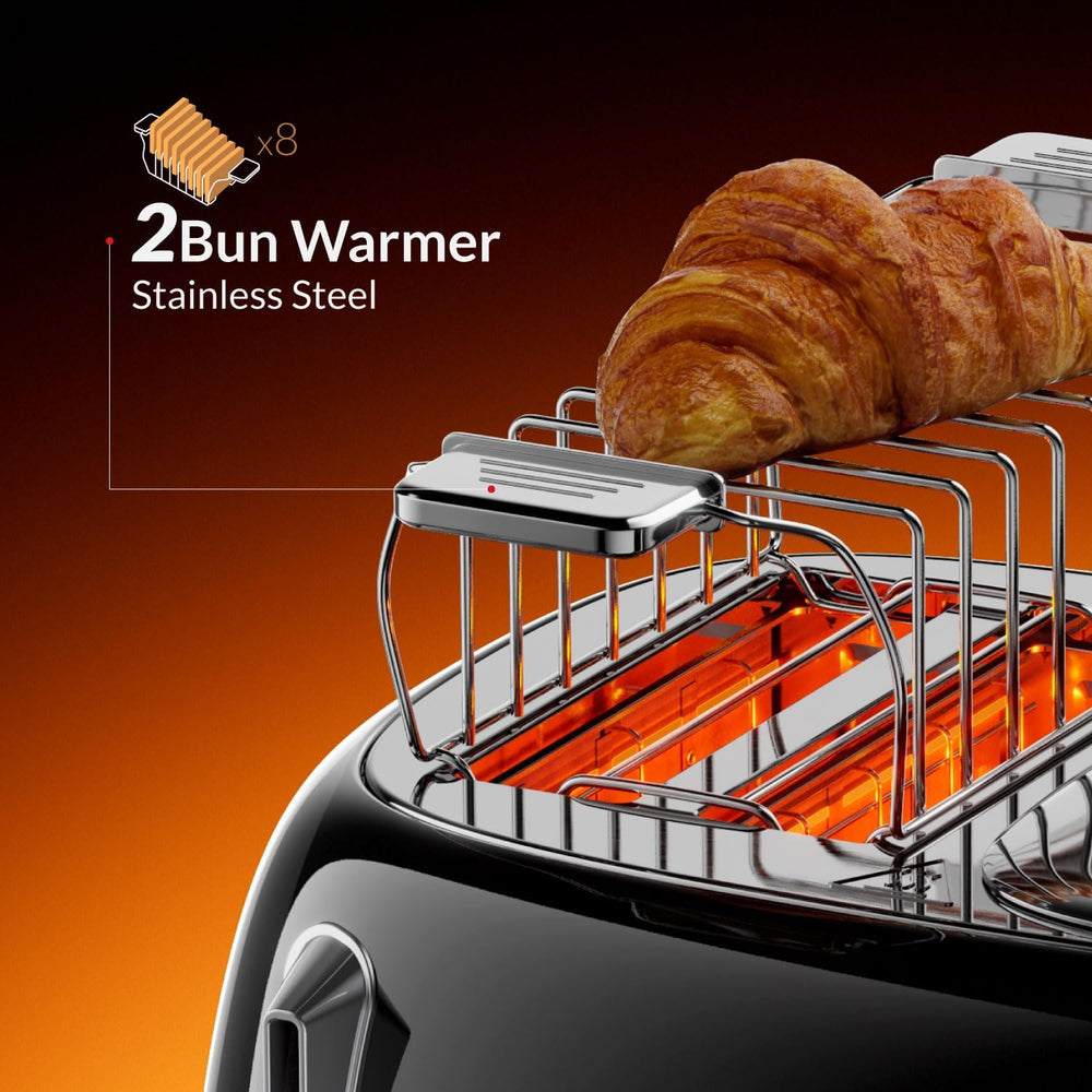 Retro 4 Slice Toaster Wide Slot Defrost Glossy