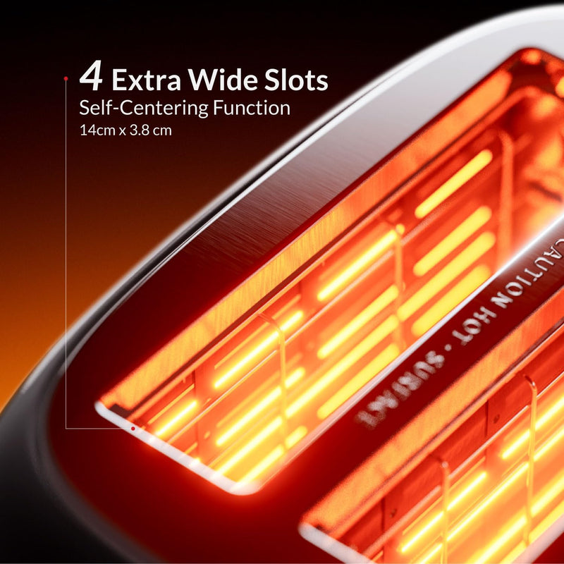 Retro 4 Slice Toaster Wide Slot Defrost Glossy