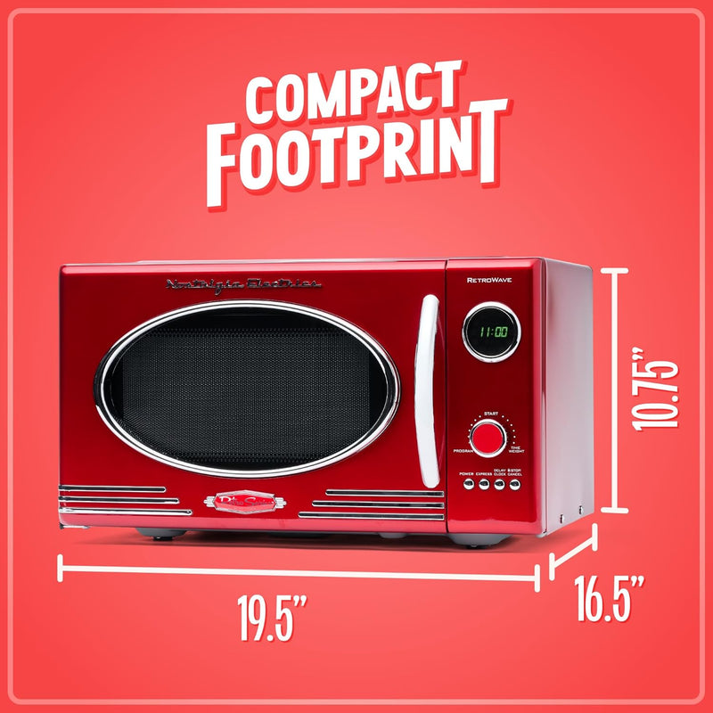 Retro Countertop Microwave Oven Large 800-Watt 25.4L 12