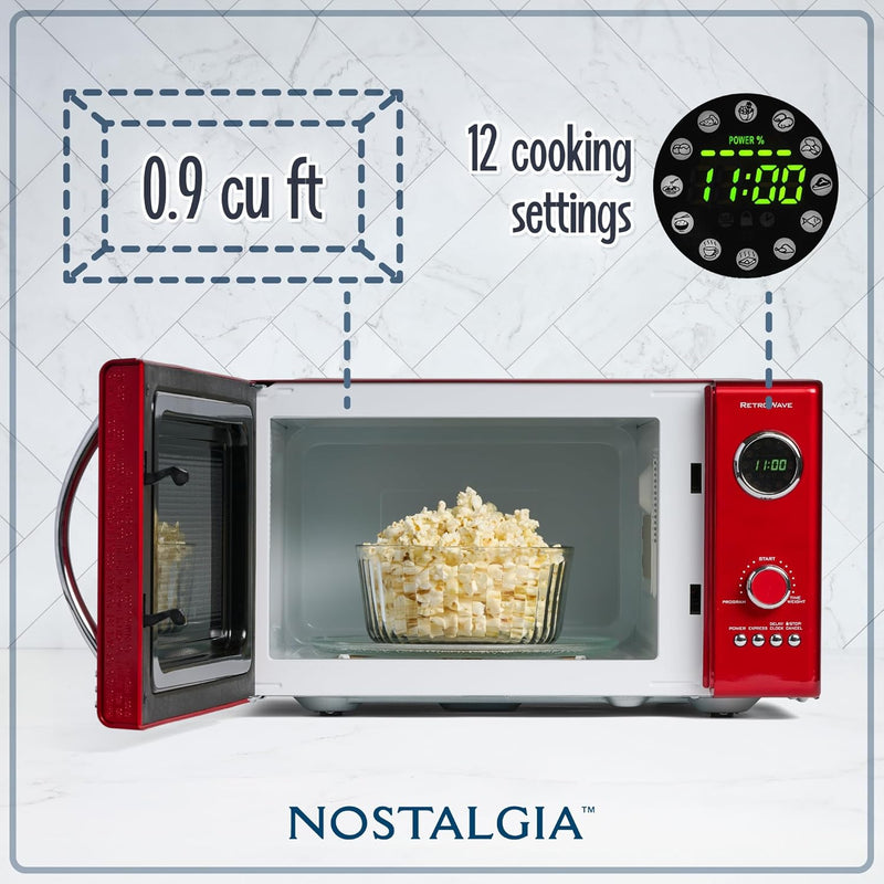 Retro Countertop Microwave Oven Large 800-Watt 25.4L 12