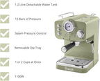 Retro Espresso Coffee Machine with Milk Frother Steam