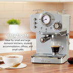 Retro Espresso Coffee Machine with Milk Frother Steam
