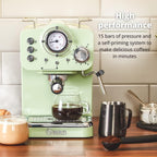 Retro Espresso Coffee Machine with Milk Frother Steam