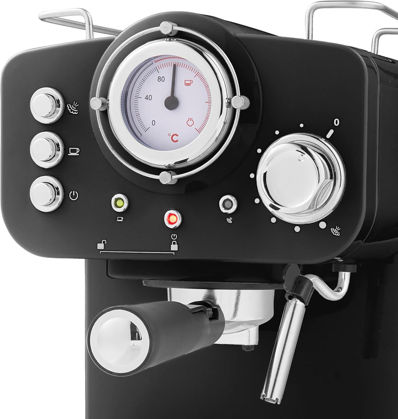 Retro Espresso Coffee Machine with Milk Frother Steam