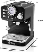 Retro Espresso Coffee Machine with Milk Frother Steam