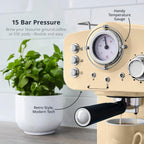 Retro Espresso Coffee Machine with Milk Frother Steam