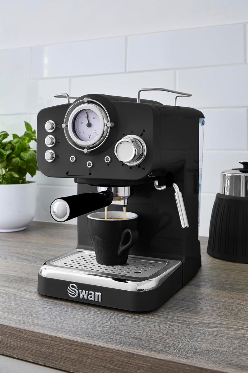 Retro Espresso Coffee Machine with Milk Frother Steam
