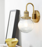 Retro Glass Ribbed Sconce Wall Light Industrial Globe