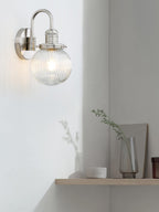 Retro Glass Ribbed Sconce Wall Light Industrial Globe