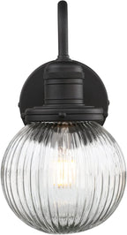 Retro Glass Ribbed Sconce Wall Light Industrial Globe
