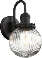 Retro Glass Ribbed Sconce Wall Light Industrial Globe
