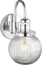 Retro Glass Ribbed Sconce Wall Light Industrial Globe