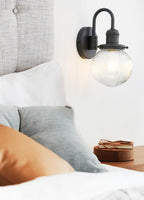 Retro Glass Ribbed Sconce Wall Light Industrial Globe