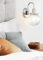 Retro Glass Ribbed Sconce Wall Light Industrial Globe