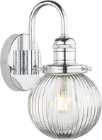 Retro Glass Ribbed Sconce Wall Light Industrial Globe