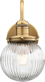 Retro Glass Ribbed Sconce Wall Light Industrial Globe