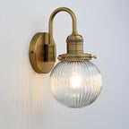 Retro Glass Ribbed Sconce Wall Light Industrial Globe