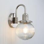 Retro Glass Ribbed Sconce Wall Light Industrial Globe