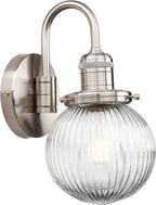 Retro Glass Ribbed Sconce Wall Light Industrial Globe