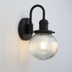 Retro Glass Ribbed Sconce Wall Light Industrial Globe