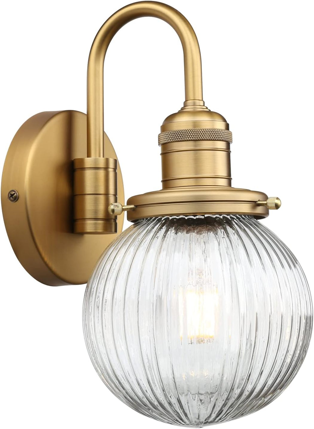Retro Glass Ribbed Sconce Wall Light Industrial Globe
