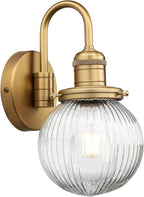 Retro Glass Ribbed Sconce Wall Light Industrial Globe