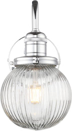 Retro Glass Ribbed Sconce Wall Light Industrial Globe