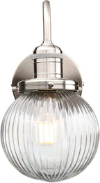 Retro Glass Ribbed Sconce Wall Light Industrial Globe