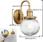 Retro Glass Ribbed Sconce Wall Light Industrial Globe