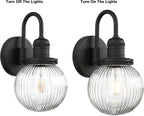 Retro Glass Ribbed Sconce Wall Light Industrial Globe