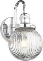 Retro Glass Ribbed Sconce Wall Light Industrial Globe