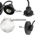 Retro Glass Ribbed Sconce Wall Light Industrial Globe