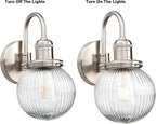 Retro Glass Ribbed Sconce Wall Light Industrial Globe