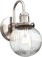 Retro Glass Ribbed Sconce Wall Light Industrial Globe