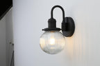 Retro Glass Ribbed Sconce Wall Light Industrial Globe