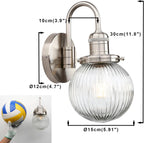 Retro Glass Ribbed Sconce Wall Light Industrial Globe