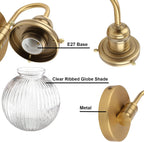 Retro Glass Ribbed Sconce Wall Light Industrial Globe
