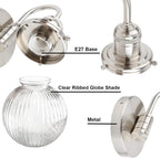 Retro Glass Ribbed Sconce Wall Light Industrial Globe