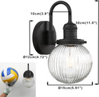 Retro Glass Ribbed Sconce Wall Light Industrial Globe