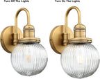 Retro Glass Ribbed Sconce Wall Light Industrial Globe